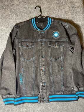 Charlotte FC The Wild Collective Black Denim Full-Button Bomber Jacket
